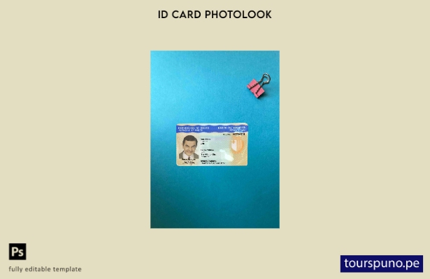 Plantilla FRONTAL lista para imprimir con aspecto fotográfico de identificaci 17